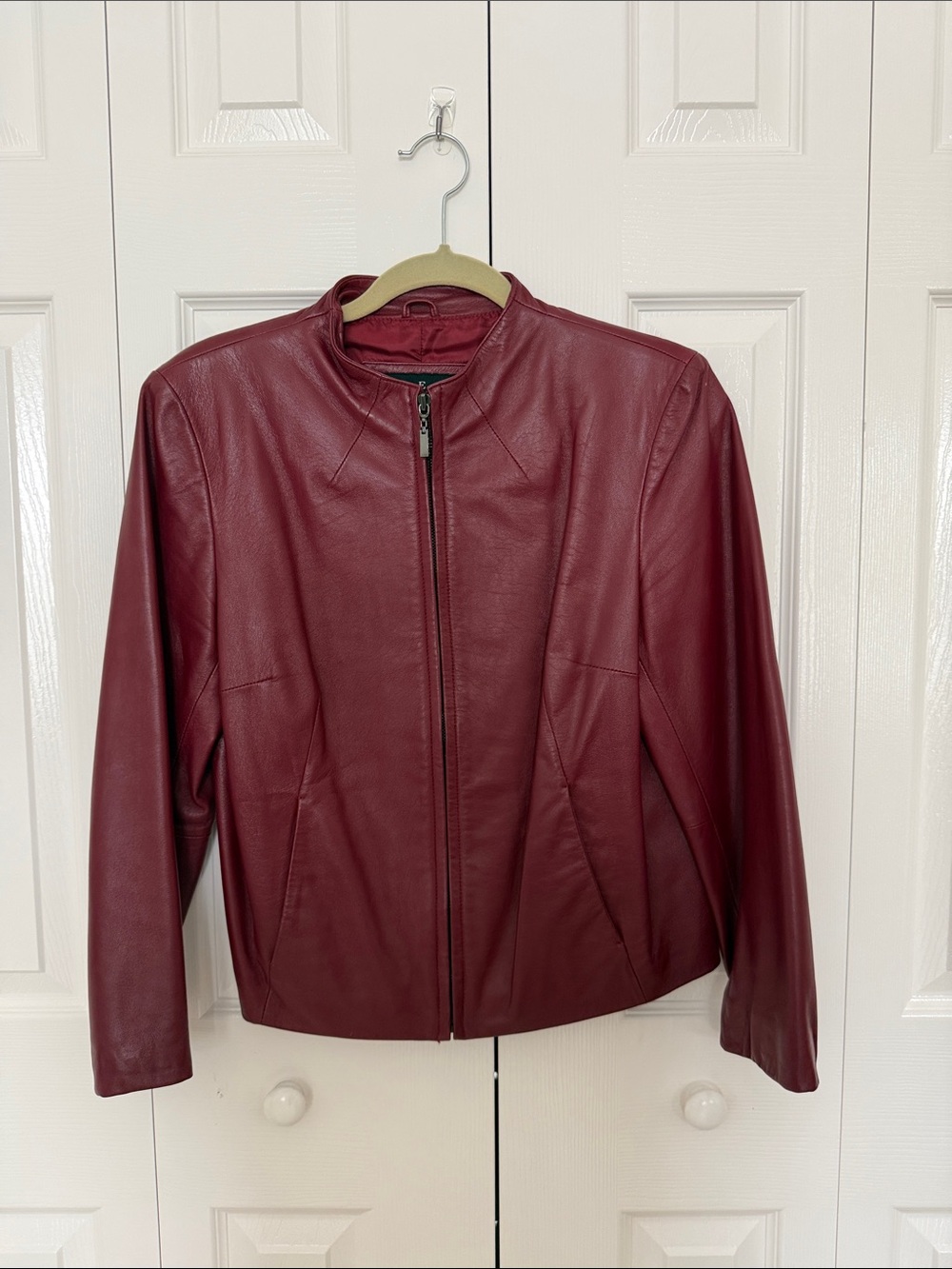 Siena Studio Burgundy Leather Zip Jacket